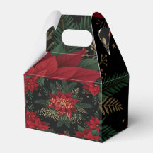 Elegant Poinsettia Floral Christmas Holiday Favour