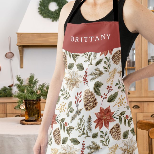 Elegant Poinsettia Holiday Apron (Creator Uploaded)
