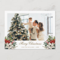 Elegant Poinsettia Holly Red Berries Photo