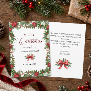 Elegant Poinsettia Merry Christmas Thank You Card