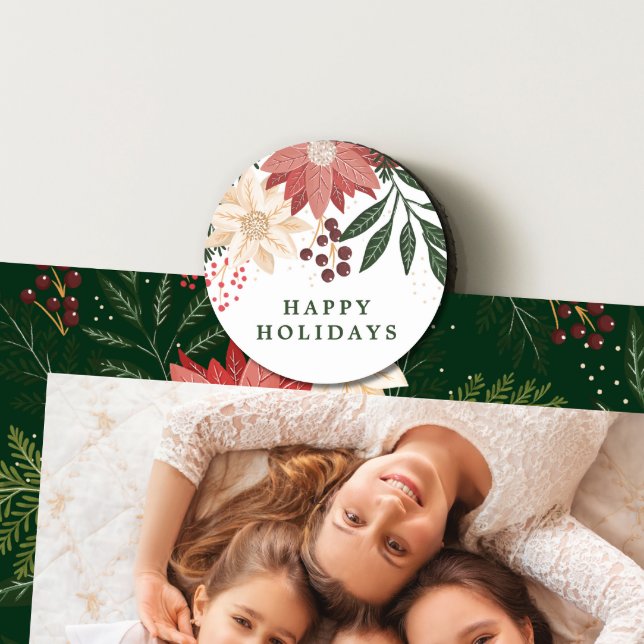 Elegant Poinsettia Merry Christmas Watercolor Magnet (showcasing Customizable Magnet - additional items (bought separately))