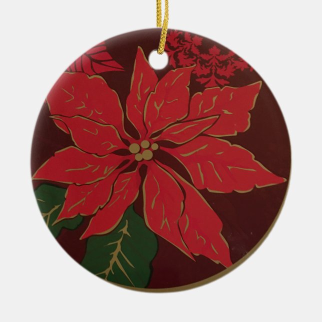Elegant Poinsettia Ornament (Front)
