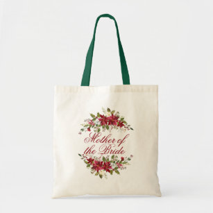Elegant Poinsettia Personalised Floral Wedding Tote Bag
