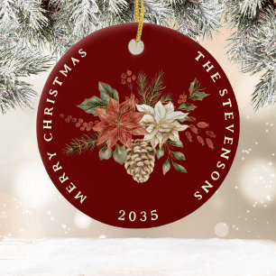 Elegant Poinsettia Personalised Ornament