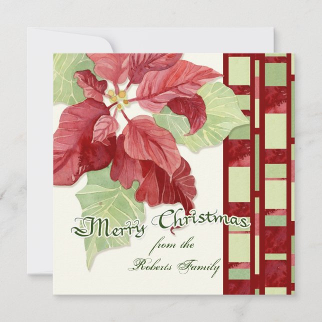 Elegant Poinsettia Photo Christmas Card (Front)