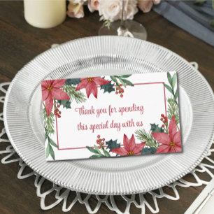 Elegant Poinsettia Thank You Red Christmas Wedding Place Card