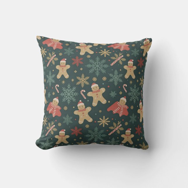Elegant Poinsettia Watercolor 'MERRY CHRISTMAS' Pi Cushion (Front)