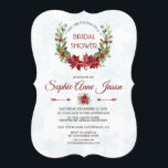 Elegant Poinsettia Winter Wreath Bridal Shower Invitation<br><div class="desc">Elegant Poinsettia Winter Wreath Snowflakes Bridal Shower Invitation Romantic card design featuring a winter watercolor poinsettia wreath which makes space for bride's and groom's initials, poinsettia and hearts arrows as a divider, all on a white background with faded snowflakes. Use Customise tool to add your info. See, also, my Poinsettia...</div>