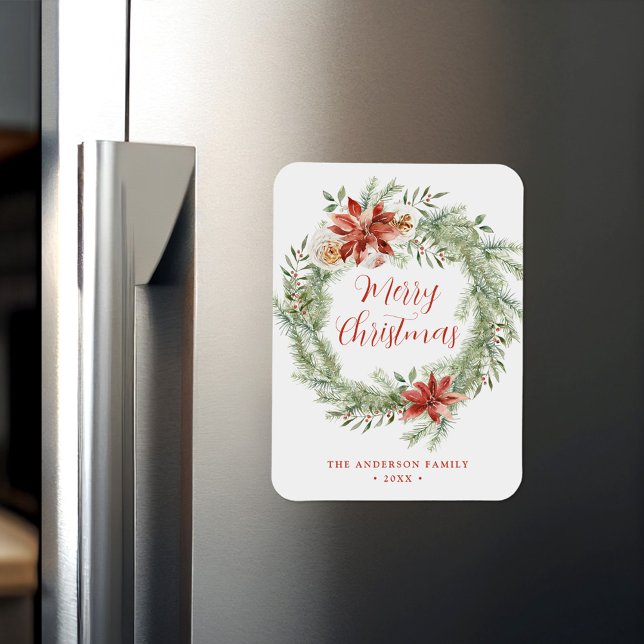 Elegant Poinsettias and Greenery Non-Photo Magnet (Creator Uploaded)