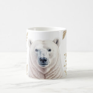 Elegant Polar Bear with Floral Accents Coffee Mug
