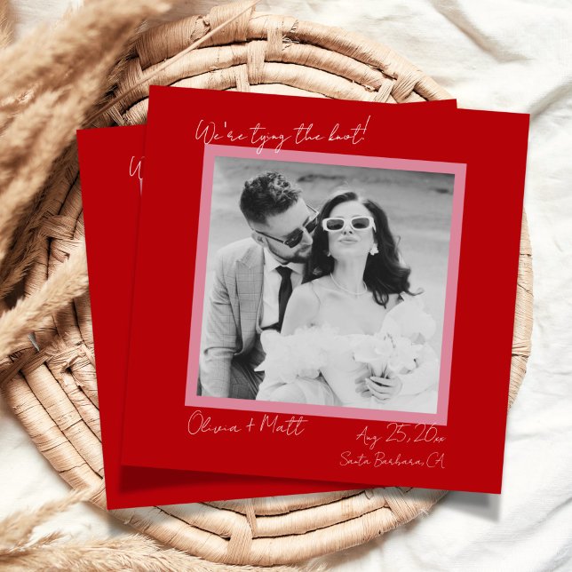 Elegant Polaroid Save the Date Wedding Red Invitation (Elegant Polaroid Save the Date Wedding Red Invitation)