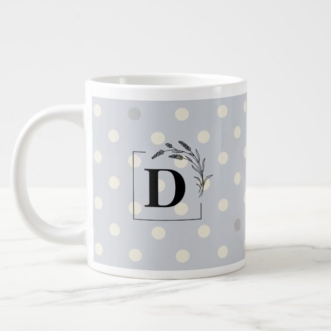 Elegant Polka Dot Monogram Mug – Customisable Gift (Left)
