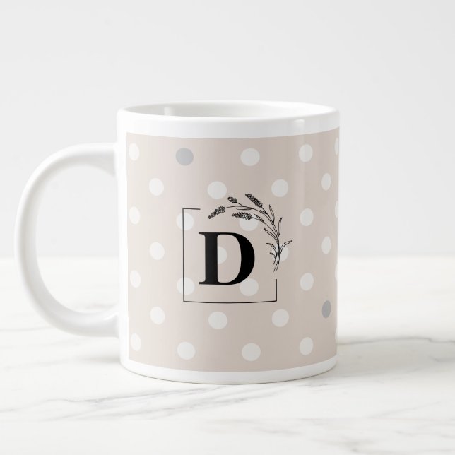 Elegant Polka Dot Monogram Mug – Customisable Gift (Left)