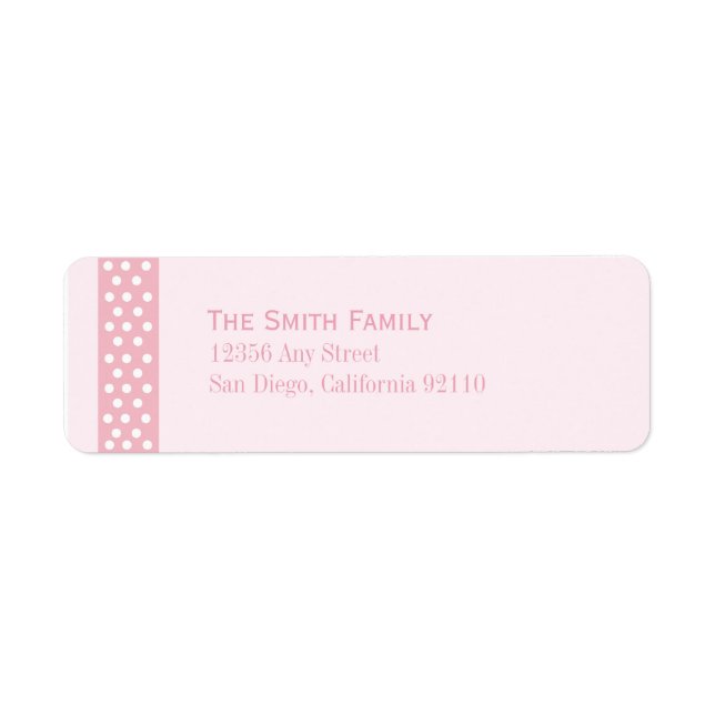Elegant Polka Dot Return Address Label (pink) (Front)