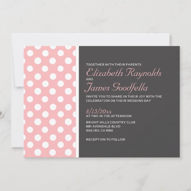 Elegant Polka Dot Wedding Invitations (Front)