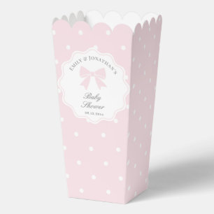 Elegant Polka Dots Baby Pink Bow Girl Baby Shower Favour Box
