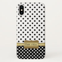 Elegant Polka Dots Gold Custom Monogram 