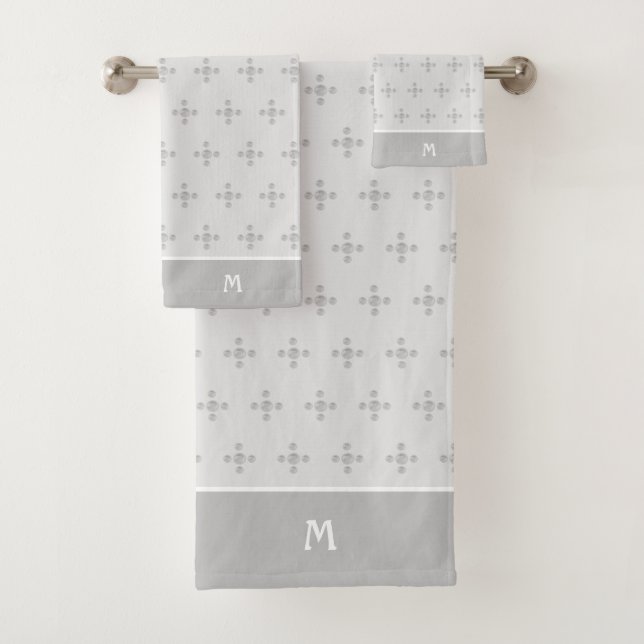 Elegant Polka Dots on Light Silver Grey Bath Towel Set (Insitu)