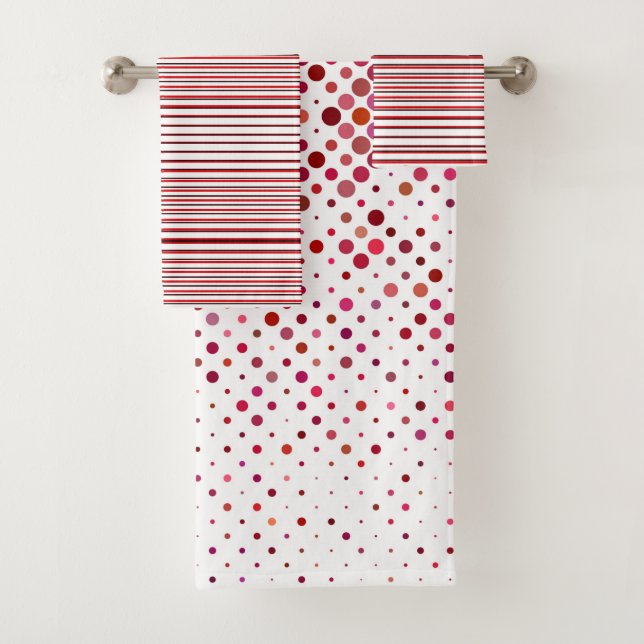  Elegant Polka Dots Parallel Lines Graphic Pattern Bath Towel Set (Insitu)