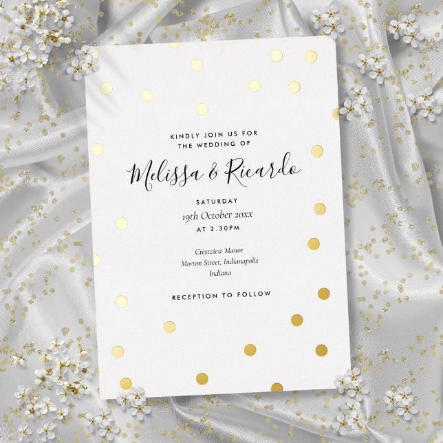 Elegant Polka Dots Wedding Gold (Elegant Polka Dots Wedding Gold Foil Invitation)