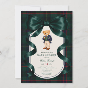 Elegant Polo Teddy Bear Baby Shower Invitation