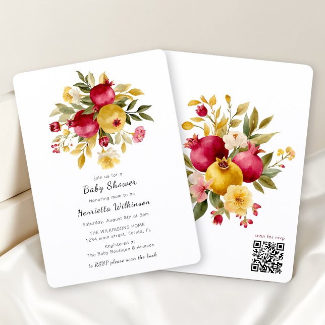 Elegant Pomegranate Baby Shower invitation (Creator Uploaded)