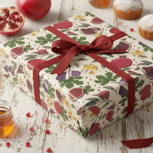 Elegant Pomegranates, Figs and Honey Bees Wrapping Paper