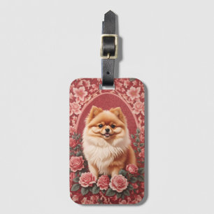 Elegant Pomeranian Dog William Morris Inspired  Luggage Tag