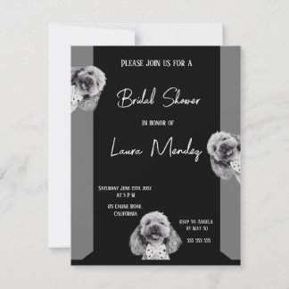 elegant poodle dog Bridal Shower Invitation