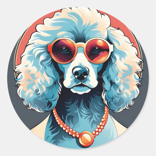 Elegant Poodle Portrait Classic Round Sticker (Front)