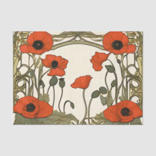 Elegant Poppies Art Nouveau Tissue Paper