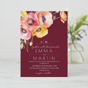 Elegant Poppies Floral  Wedding Invitation