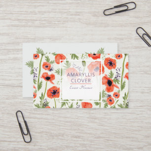 Elegant Poppies Orange Floral Pattern Business Card
