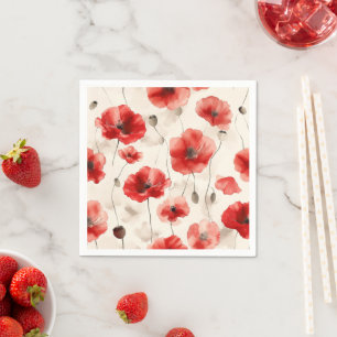 Elegant poppies pattern napkins