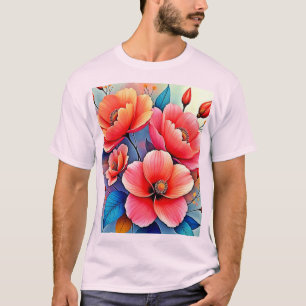 Elegant Poppies: Radiant Nature Art T-Shirt