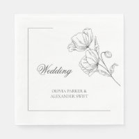 Elegant poppy flower modern wedding Paper Napkin