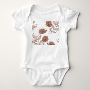 Elegant Poppy Flowers Seamless Pattern Baby Bodysuit