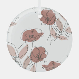 Elegant Poppy Flowers Seamless Pattern Glass Tree Decoration