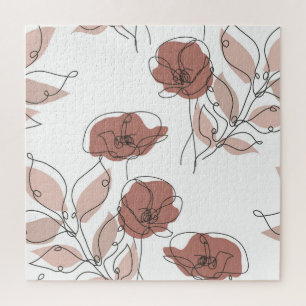 Elegant Poppy Flowers Seamless Pattern Jigsaw Puzzle