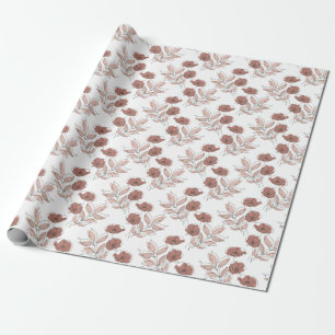 Elegant Poppy Flowers Seamless Pattern Wrapping Paper