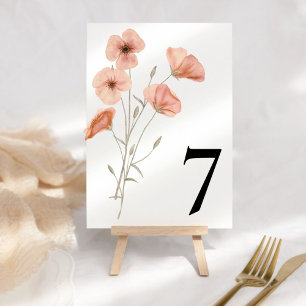 Elegant Poppy Meadow Orange Flowers  Table Number