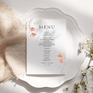 Elegant Poppy Meadow Orange Flowers  Wedding  Menu