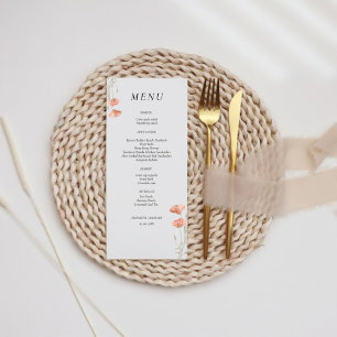 Elegant Poppy Meadow Orange Flowers  Wedding  Menu