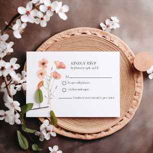 Elegant Poppy Meadow Orange Flowers Wedding RSVP Card