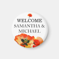 Elegant Poppy Red Flower Monogram Wedding
