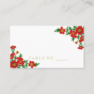 Elegant Poppy Red Flowers Place Cards