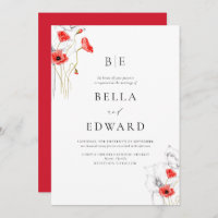 Elegant Poppy Red WildFlowers Formal Wedding