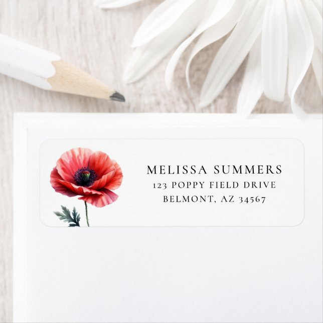 Elegant Poppy Return Address Label (Insitu)