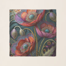 Elegant Poppy Tapestry, Royal red and Purple