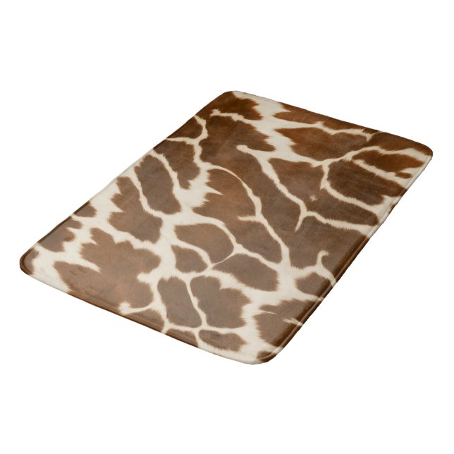 Elegant Popular Cow Faux Leather Collection Bath Mat (Angled)